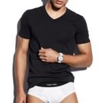 TOM FORD COTTON V NECK T SHIRT BLACK