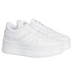 CELINE BLOCK SNEAKERS WITH WEDGE OUTSOLE IN CALFSKIN OPTIC WHITE