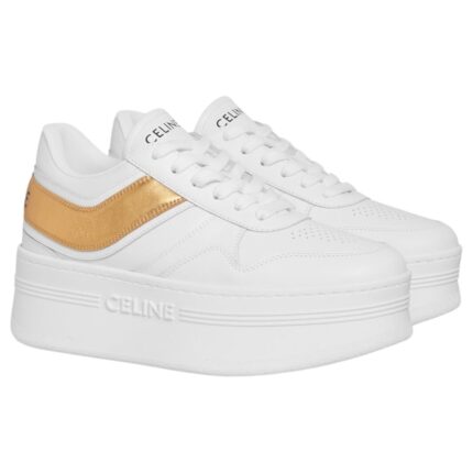 CELINE BLOCK SNEAKERS WITH WEDGE IN CALFSKIN AND LAMINATED CALFSKIN