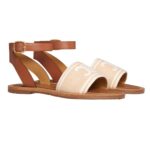 CELINE LYMPIA SANDAL IN TRIOMPHE JACQUARD CANVAS AND CALFSKIN