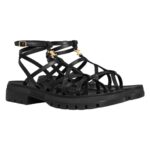 CELINE CLEA TRIOMPHE STRAPPY SANDAL IN CALFSKIN VEGETAL TANNING BLACK