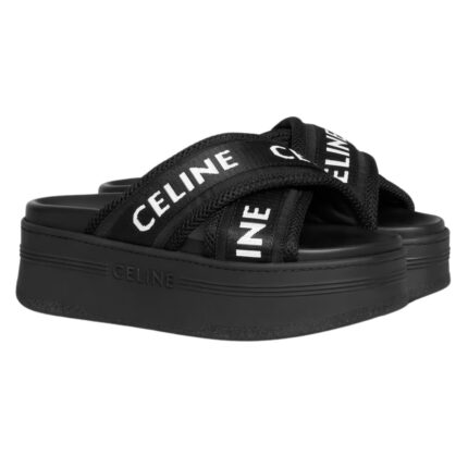 CELINE BLOCK SLIDE IN MESH AND TEXTILE