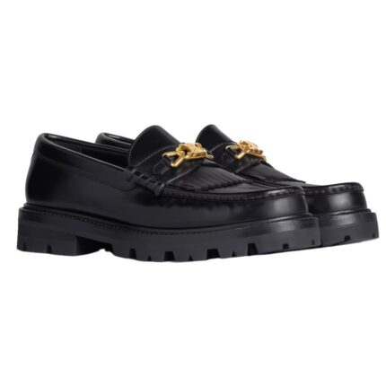 CELINE MARGARET LOAFER WITH TRIOMPHE CHAIN IN POLISHED BULL