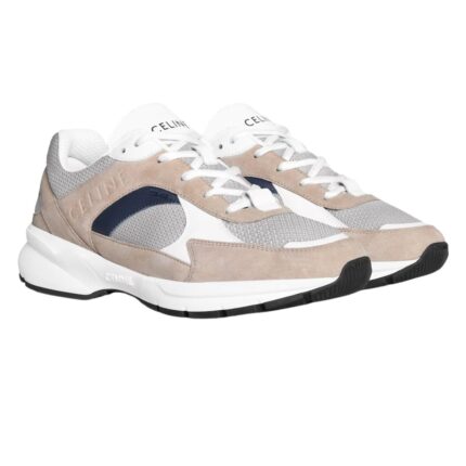 CELINE RUNNER CR 03 LOW LACE UP SNEAKER IN MESH SUEDE CALFSKIN AND CALFSKIN