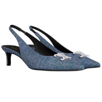 CELINE ALMA TRIOMPHE SLINGBACK IN DENIM BLUE