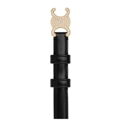 CELINE SMALL TRIOMPHE BELT WITH STRASS IN TAURILLON LEATHER