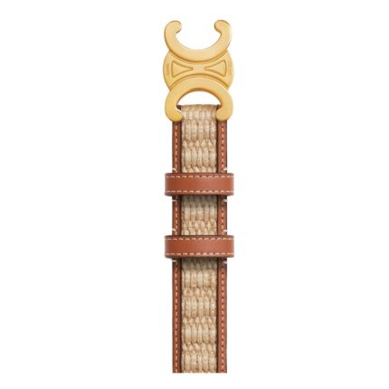 CELINE MEDIUM TRIOMPHE BELT IN TEXTILE WITH RAFFIA EFFECT AND CALFSKIN