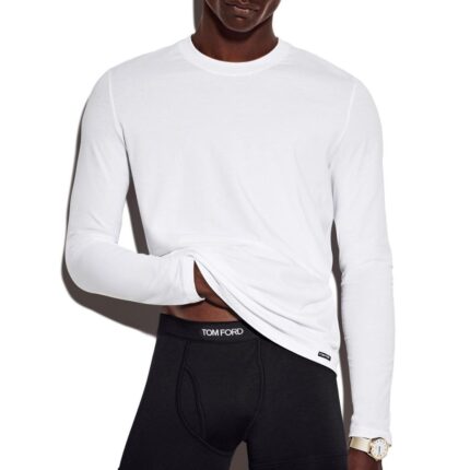 TOM FORD COTTON MODAL LONG SLEEVE CREW NECK T SHIRT