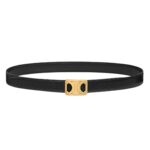 CELINE MEDIUM REVERSIBLE FRAMED TRIOMPHE BELT IN TAURILLON AND LIZARD EMBOSSED CALFSKIN BLACK