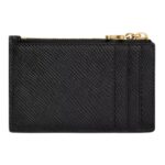 CELINE ZIPPED CARD HOLDER TRIOMPHE CHARMS IN SHINY CALFSKIN BLACK