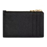 CELINE ZIPPED CARD HOLDER TRIOMPHE CHARMS IN SHINY CALFSKIN BLACK