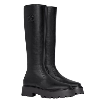 CELINE BULKY CROPPED BOOT WITH TRIOMPHE TASSELS IN SUEDE CALFSKIN AND SHEARLING