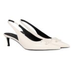 CELINE ALMA TRIOMPHE SLINGBACK IN PATENT CALFSKIN WHITE COTTON