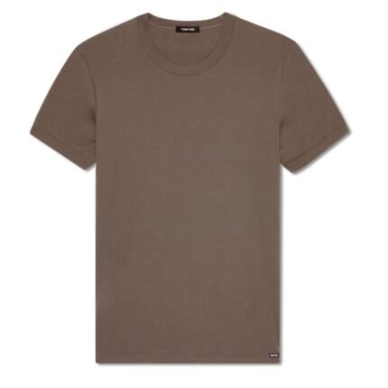 TOM FORD COTTON CREWNECK T SHIRT BROWN