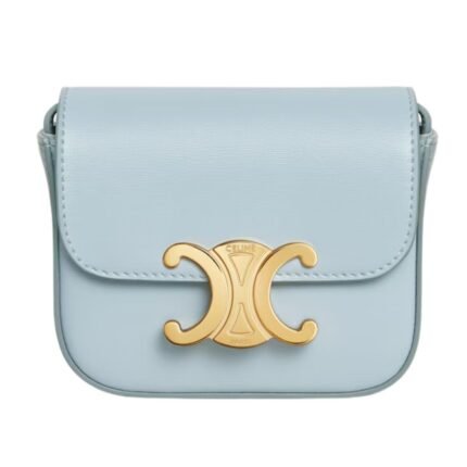 CELINE MINI CLAUDE IN SHINY CALFSKIN ICE BLUE 