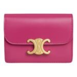 CELINE CARD HOLDER WITH FLAP TRIOMPHE IN SHINY CALFSKIN OAT BEIGE