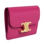 CELINE CARD HOLDER WITH FLAP TRIOMPHE IN SHINY CALFSKIN FUCHSIA