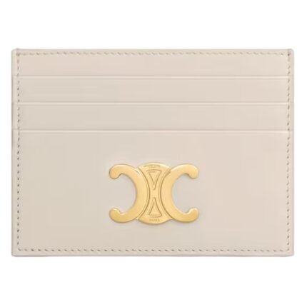 CELINE CARD HOLDER TRIOMPHE IN SHINY CALFSKIN PALE BEIGE