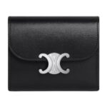 CELINE SMALL FLAP WALLET TRIOMPHE IN SHINY CALFSKIN BLACK
