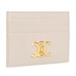 CELINE CARD HOLDER TRIOMPHE IN SHINY CALFSKIN PALE BEIGE