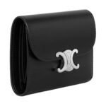 CELINE SMALL FLAP WALLET TRIOMPHE IN SHINY CALFSKIN BLACK