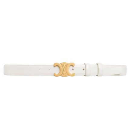 CELINE MEDIUM TRIOMPHE BELT IN TAURILLON LEATHER WHITE