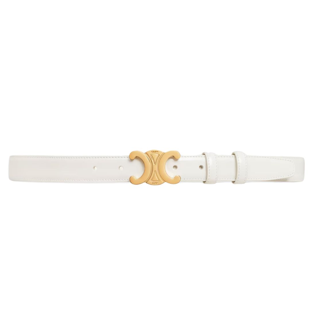 28 CELINE MEDIUM TRIOMPHE BELT IN TAURILLON LEATHER WHITE