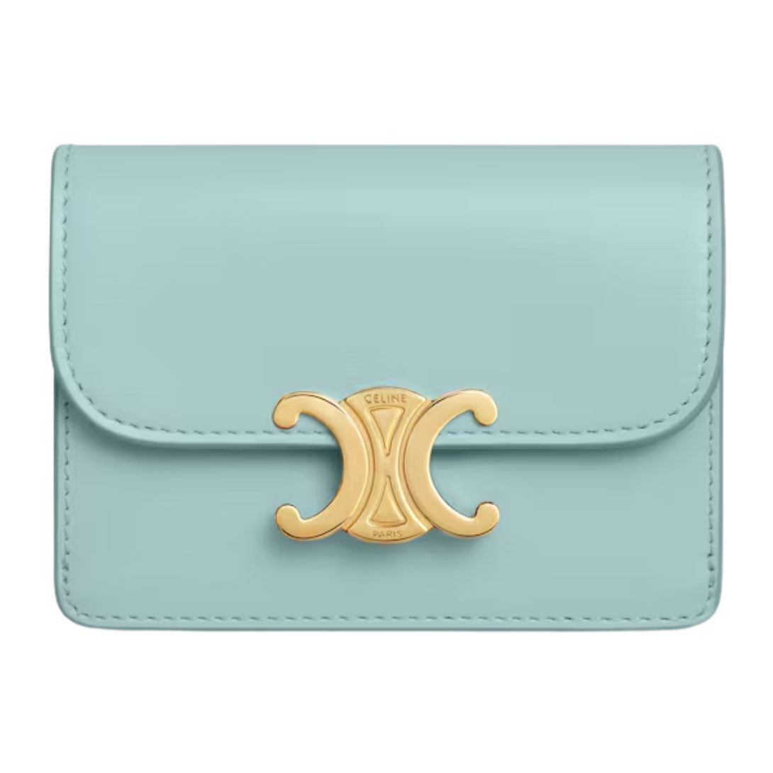 29 CELINE CARD HOLDER WITH FLAP TRIOMPHE IN SHINY CALFSKIN POOL