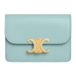 CELINE CARD HOLDER WITH FLAP TRIOMPHE IN SHINY CALFSKIN OAT BEIGE