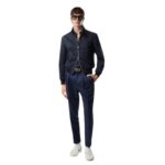 TOM FORD COTTON SILK HARRINGTON MIDNIGHT NAVY