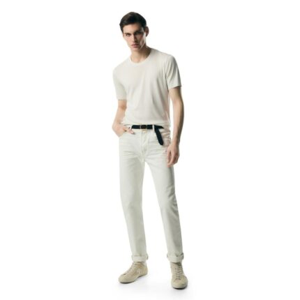 TOM FORD PLACED RIB CREW NECK OPTICAL WHITE