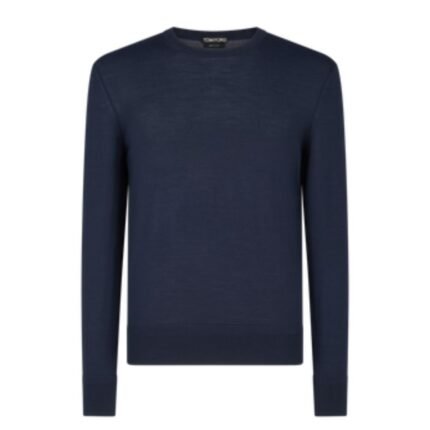 TOM FORD FINE GAUGE PURE WOOL CREW NECK INK BLUE