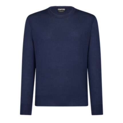 TOM FORD SEAMLESS ALPACA SILK CREW NECK ELECTRIC BLUE