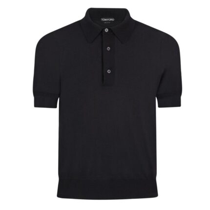 TOM FORD FINE GAUGE CASHMERE SILK POLO BLACK