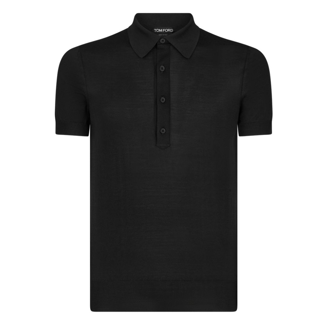 3 TOM FORD SILK VISCOSE POLO BLACK