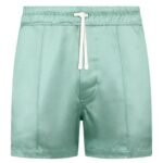 TOM FORD SHINY RAYON SATIN SHORTS WITH PIPING JADE