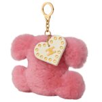 CELINE TRIOMPHE POM POM KEYRING WITH HEART IN SHEARLING AND CALFSKIN WITH GOLD FINISHING