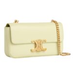 CELINE CHAIN SHOULDER BAG CLAUDE IN SHINY CALFSKIN LIGHT YELLOW