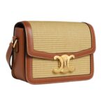 CELINE TEEN TRIOMPHE BAG IN RAFFIA EFFECT TEXTILE AND CALFSKIN