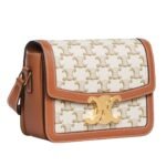 CELINE TEEN TRIOMPHE BAG IN CANVAS AND CALFSKIN WHITE