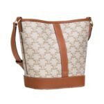 CELINE SMALL BUCKET IN TRIOMPHE CANVAS AND CALFSKIN WHITE