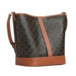 CELINE MEDIUM BUCKET IN TRIOMPHE CANVAS AND CALFSKIN