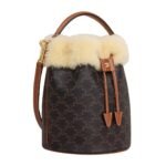 CELINE CLARA BAG IN TRIOMPHE CANVAS AND SHEARLING