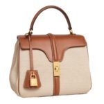 CELINE SMALL 16 BAG IN TEXTILE AND NATURAL CALFSKIN