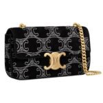 CELINE CHAIN SHOULDER BAG CLAUDE IN SUEDE CALFSKIN WITH TRIOMPHE STRASS