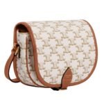 CELINE MEDIUM FOLCO BAG IN TRIOMPHE CANVAS AND CALFSKIN WHITE