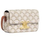 CELINE SHOULDER BAG CLAUDE IN TRIOMPHE CANVAS AND CALFSKIN WHITE