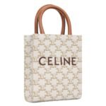 CELINE MINI VERTICAL CABAS IN TRIOMPHE CANVAS WITH CELINE PRINT WHITE