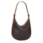 CELINE SMALL HELOÏSE CUIR TRIOMPHE BAG IN CANVAS AND CALFSKIN TAN