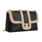CELINE LARGE VICTOIRE BAG IN CREASED LAMBSKIN AND SHEARLING